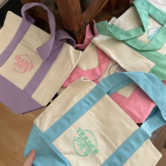 Trader Joe's Pastel Mini Canvas Tote Bags (all 4) - Picture 3 of 4